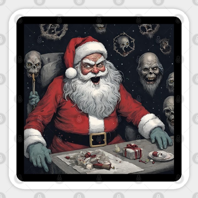 Creepy Zombie Santa Sticker by Hellbender Creations